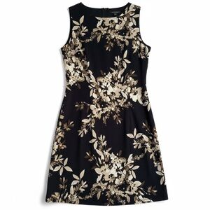 New Tommy Hilfiger Sleeveless Sheath Dress Brown Cream Floral Print Holiday 8